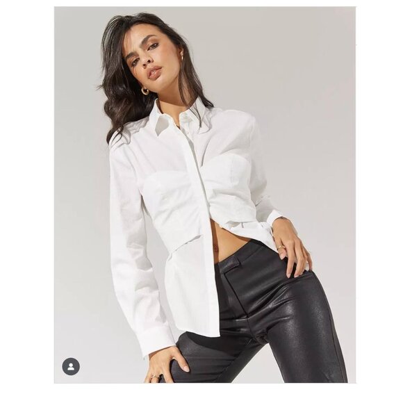 SOVERE Capture Corset Top in Milk Small New Womens Button Down Shirt Top - Picture 12 of 15